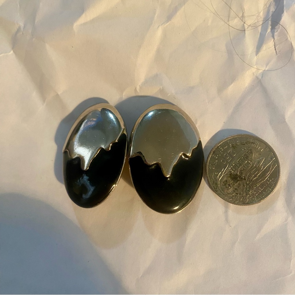 Badass Black & Silver Melting Clip-On Earrings